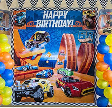 Load image into Gallery viewer, Amscan Fast Riding Hot Wheels Wild Racer Birthday Party Scene Setters Wall Decorating Kit, Multi Colored, Plastic, 59&quot; X 65&quot;, 5Piece Party Decorations
