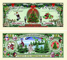 Load image into Gallery viewer, 10 Holiday Cheer $25.00 Christmas Tree Collectible Bills with Bonus Thanks a Million Gift Set
