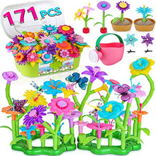 Load image into Gallery viewer, Flower Garden Building Toys, 171 Pcs Build A Garden Toy Set with Storage Box for Girls Kids Age 3 4 5 6 7 Year Old Toddlers Boys, Educational Stem Toy Pretend Gardening Gifts for Birthday Christmas
