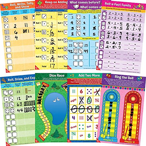 Really Good Stuff 163233 Math Mats Dice Games  Turn Math Practice Into a Game with These Engaging Mats  24 Double-Sided Mats Kindergarten, First Grade, Second Grade