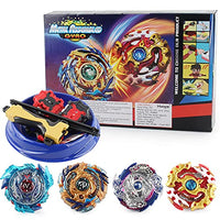 LATOS Gyro Competitive Bey Battle Tops Super Set with 4High Performance Bey Battle Burst Blades, Metal Fusion, 2 Launchers, Starter Stadium, Grips
