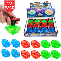 PROLOSO 12 Pack LED Spinning Tops Light Up Spinner Flashing UFO with Gyroscope