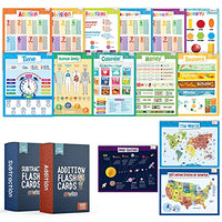 merka Educational Bundle: Classroom Wall Posters (16 Posters), Addition Flashcards (169 Cards) and Subtraction Flashcards (169 Cards)  Home or School Use  for Kids Ages Toddler Through Teen