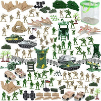 Nasidear 150 Piece Military Figures and Accessories - Toy Army Soldiers in 2 Colors, 14 Design Military Vehicle,War Soldiers Playset with 2 Flags and Battlefield Accessories