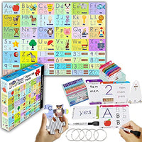 THINK2MASTER Premium 186 Laminated Alphabet, Sight Words, Phonics Flash Cards & Alphabet & Numbers 100 Pieces Jigsaw Puzzle for PreK & Kindergarten. Learn to Read, Write, Count, add & Subtract Number