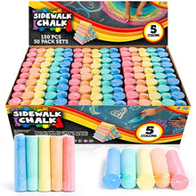 Load image into Gallery viewer, JOYIN 150 Pcs Sidewalk Chalk Set in 30 Packs, 5 Colors, Giant Box Non-Toxic Jumbo Washable Chalk for Outdoor Art Play, Painting on Chalkboard, Kitchen, Blackboard, Playground, Outdoor
