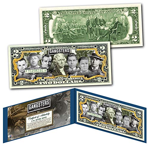 Gangsters Official US $2 Bill - Luciano, Dillinger, Siegel, MGK, Floyd, Capone