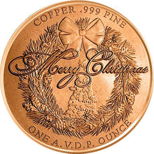 Load image into Gallery viewer, Christmas Series 1 oz .999 Pure Copper Round/Challenge Coin (Wreath Back) (Snowman)
