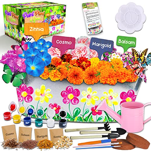 Climaxfy Flower Planting Growing Kit for Kids - Gardening & Seeds Accessories Set Gift for Ages 6 7 8 9-12 Years Old Girls Boys Pots Indoor Garden Science STEM Toys Gift Crafts Birthday Arts Kits