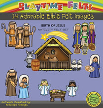 Load image into Gallery viewer, Birth of Jesus Nativity Felt Figures for Felt Playboards
