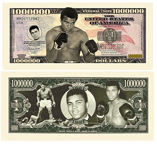 American Art Classics Limited Edition Muhammed Ali Million Dollar Bill in Currency Holder