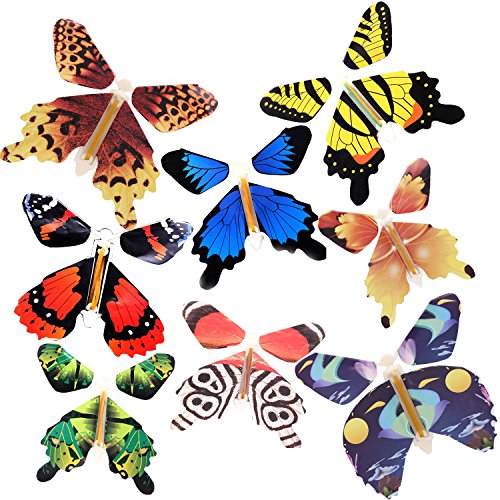 RINHOO 2-100Pcs Magic Fairy Flying in The Book/Card Butterfly Rubber Band Powered Wind Up Butterfly Toy Great Surprise Wedding Birthday Gift (20pcs)