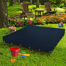Load image into Gallery viewer, Sandbox Cover 12 Oz Waterproof - Sandpit Cover 100% Weather Resistant with Air Pocket &amp; Elastic for Snug Fit (Blue, 70&quot; W x 70&quot; D x 8&quot; H)
