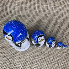 Load image into Gallery viewer, Exclusive Russian Nesting Dolls Penguins  5 Pieces Author&#39;s Hand-Painted Set of 5 Handmade Toys Gift Doll Home Decor Matryoshka 5 Dolls in 1&quot;.
