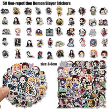 Load image into Gallery viewer, Kimetsu no Yaiba Gift Set 50 Non-Repetition Stickers, 1 Acrylic Animation Standing Sign, 5 Button Pins, 1Keychain, 1 Bracelets for Anime Fans
