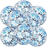 Skylety 8 Pieces Inflatable Clear Glitter Beach Balls Confetti Beach Balls Transparent Swimming Pool Party Ball for Summer Beach, Pool and Party Favor (Blue)