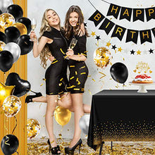 Load image into Gallery viewer, 30th Birthday Decorations for Women Or Men Black &amp; Gold, 30 Birthday Party Supplies Gifts for Her Him Dirty Thirty Including Happy Birthday Banner, Fringe Curtain, Tablecloth, Photo Props, Sash
