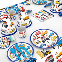 Load image into Gallery viewer, 66PCS Birthday Party Decoration Supplies Engineering Car Theme Tableware Paper Disposable Flatware Kit Children&#39;s Birthday Party Dinnerware Set For Party Supplies
