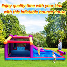 Load image into Gallery viewer, TiliKuly Kids Inflatable Bounce House with 450w Blower Inflatable Water Slides Bouncy House for Kids Outdoor Spray Water Pool Purple Jumping Bounce Castle Party Backyard Kid Inflatable Bouncers House
