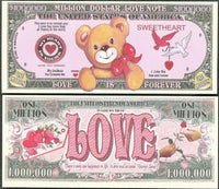 Million Dollar Love Note Valentine Sweetheart Novelty Bill Lot of 100 Bills