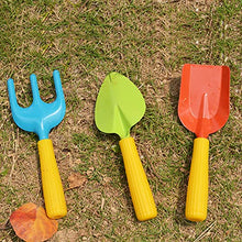 Load image into Gallery viewer, POMIKU Kids Gardening Tools for Toddlers, Real Metal Rake, Trowel &amp; Shovel for Digging, 3 Pieces Garden Tools for Yard Work, Beach

