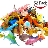 Funcorn Toys Ocean Sea Animal, 52 Pack Assorted Mini Vinyl Plastic Animal Toy Set, Realistic Under The Sea Life Figure Bath Toy for Child Educational Party Cake Cupcake Topper,Octopus Shark Otter