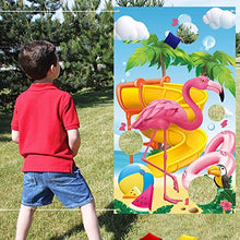 Load image into Gallery viewer, Flamingo Toss Game Carnival Birthday Party Supplies Hawaii Toss Game Family Games for Boy Girl and Adults Luau Party Decorations Fun Games Flamingo Birthday Decorations Banner Backdrop 54x30 Inches
