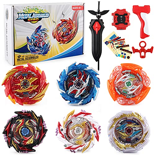 TYIGHT Bey Battling Top Burst Gyro Toy Set Combat Battling Game 6 Spinning Tops 2 Launchers with Portable Storage Box Gift for Kids Children Boys Ages 6+