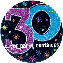 Load image into Gallery viewer, &quot;30 ...the party continues&quot; 9&quot; Prismatic Plates, Party Favor
