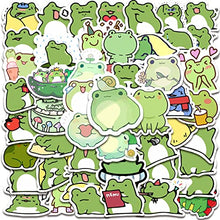 Load image into Gallery viewer, 50 Pieces Frog Stickers Cartoon Vinyl Waterproof Stickers for Laptop,Guitar,Motorcycle,Bike,Skateboard,Luggage,Phone,Hydro Flask, Gift for Kids Teen Birthday Party
