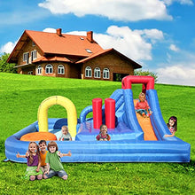 Load image into Gallery viewer, Inflatable Water Slide Pool Bounce House,Bounce House Inflatable Jumping Castle Kids Splash Pool Water Slide Jumper Castle for Summer Party (Dark Blue,Without Air Blower)
