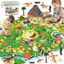 Load image into Gallery viewer, Dinosaur Volcano Toys with Large Play Mat Educational Realistic Dinosaur Figures Playset with Trees Volcano to Create a Dino World Including T-Rex Triceratops Dinosaur Fossil Gifts for Kids Boys Girls
