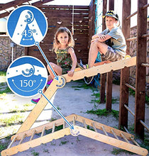 Load image into Gallery viewer, 4 in 1 Indoor Play Equipment for Kids, Montessori Climbing Triangle + Wooden Arch + Slide Board + Playground Net, Toddler Outdoor Playset, Aged 6 Months to 7 Years
