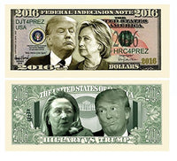 100 Donald Trump VS Hillary Clinton Indecisive Note with Bonus Thanks a Million Gift Card Set
