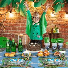 Load image into Gallery viewer, DECORLIFE Dinosaur Birthday Party Supplies Serves 24, Complete Pack Includes Dinosaur Plates, Tablecloth, Napkins, Cups, Cutlery Set, Total 169PCS
