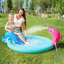 Load image into Gallery viewer, Inflatable Sprinkler Kiddie Pool with Slide, Sprinkler Pool Play Center Toy 60 for Kids Toddlers Summer Fun Activity
