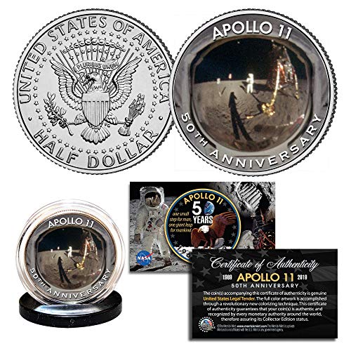 Apollo 11 50th Anniv of Moon Landing Golden Visor Iconic Image Genuine JFK Coin
