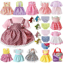 Load image into Gallery viewer, 22 Pcs Doll Clothes and Accessories Fits 13 14 15 Inch Bitty Alive Baby Dolls, Girl Doll Clothes Outfits, Include 12 Dresses 5 Unicornss Hairpins and 5 Doll Underwear for Girl Gift
