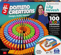 Spin Master Games H5 Domino Creations 100-Piece Neon Set by Lily Hevesh, for Families and Kids Ages 5 and up