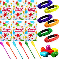 School Outdoor Game Set Includes 6 Potato Sack Race Bags, 6 Set Egg and Spoon Race Games, 6 Legged Race Bands for Birthday Party Games Outside Eggs Hunt Game Party Favor Family Gatherings Games
