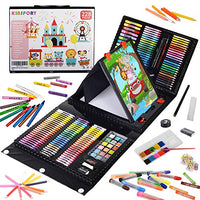 Art Supplies, KINSPORY 228 Pack Art Sets Crafts Drawing Coloring kit, Double-Side Trifold Art Easel, Oil Pastels, Crayons, Colored Pencils, Creative Gift for Beginners Artists Girls Boys Kids (Black)
