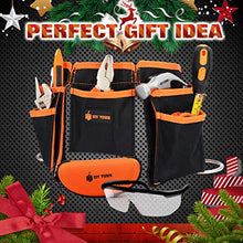 Load image into Gallery viewer, JoyTown Kids Real Tool Set - Junior Steel Forged Tool Kit for Children with Real Hand Tools, Kids Tool Belt, Portable Tool Bag, Perfect Learning Tools for Home DIY (Orange &amp; Black)
