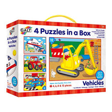 Load image into Gallery viewer, Galt Toys,  Four Puzzles In A Box   Vehicles
