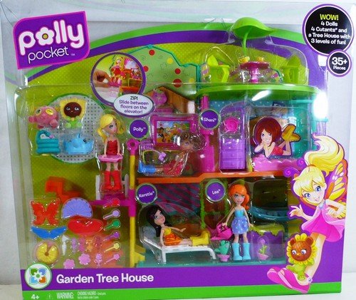 Polly Pocket Garden Tree House Playset 35+ Pieces Included