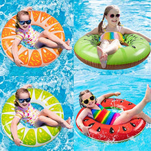 Load image into Gallery viewer, 90shine 4PCS Fruit Pool Floats Watermelon Kiwi Orange Lemon Swimming Rings Inflatable Tubes Fun Water Toys for Kids Adults Beach Outdoor Party Supplies
