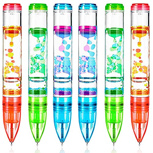 Liquid Motion Pen, (6 Pack) Liquid Motion Bubbler Pens for Stress and Anxiety Relief