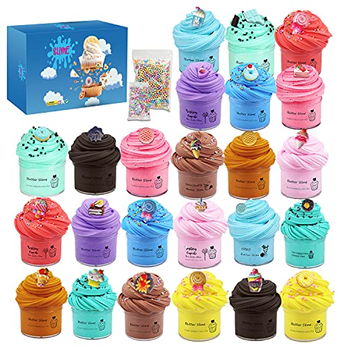 24 Pack Slime kit, Butter Slime, Macaroon Colors Cake Donut and Fruit Party Favors Slime? Stretchy and Non-Sticky, Stress Relief Toy for Kids Partys