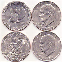 EISENHOWER (IKE) DOLLARS SET OF 4 DIFFERENT DATES BETWEEN 1971-1978