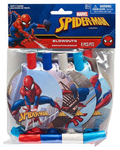 Load image into Gallery viewer, Amscan 331860 Spider-Man &quot;Webbed Wonder&quot; Blowouts, 8 pcs, Party Favor
