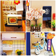 Load image into Gallery viewer, WYD DIY Dollhouse Kit Wooden Japanese Takoyaki Shop Mini Mini Doll House Kit Assembled LED Light Model Miniature Dollhouse Home Kits for Birthday Gift(Takoyaki Shop)
